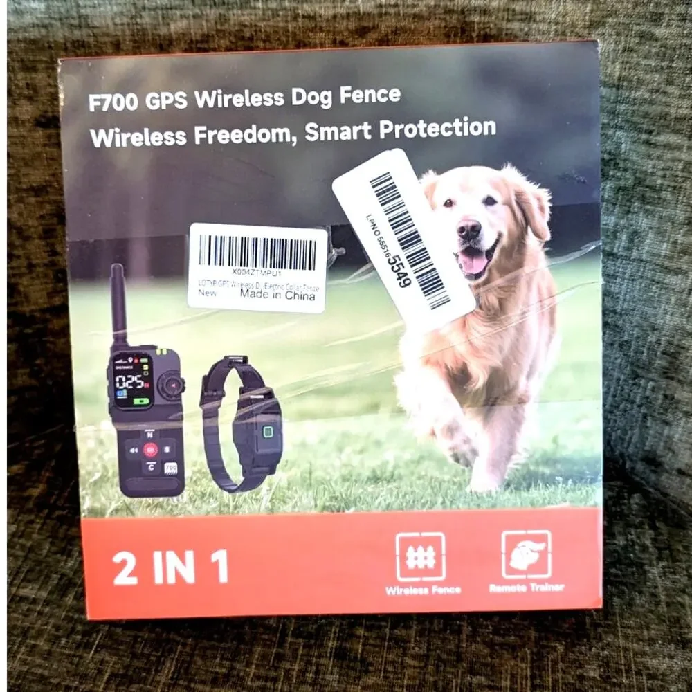 F700 2in1 GPS Wireless Dog Fence with Remote, Waterproof Electric Collar Fence
